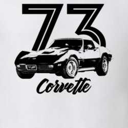 1973 Corvette Three Quarter View With Year And Model Light Color T Shi