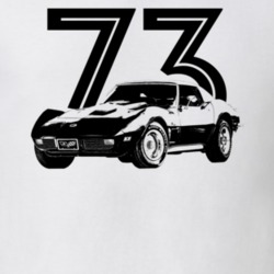 1973 Corvette Three Quarter View With Year Light Color T Shirt