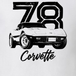 1978 Corvette Three Quarter View With Year And Model Light Color T Shi