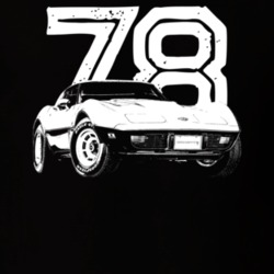 1978 Corvette Three Quarter View With Year Dark Color T Shirt