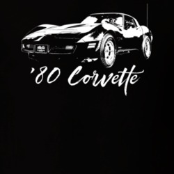 1980 Corvette Three Quarter View With Model Year Dark Color T Shirt