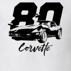 1980 Corvette Three Quarter View With Year And Model Light Color T Shi