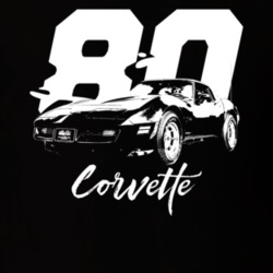1980 Corvette Three Quarter View With Year And Model Dark Color T Shir