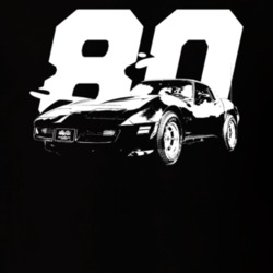 1980 Corvette Three Quarter View With Year Dakr Color T Shirt