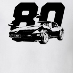1980 Corvette Three Quarter View With Year Light Color T Shirt