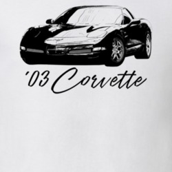2003 Corvette Three Quarter View With Model Year Light Color T Shirt