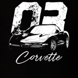 2003 Corvette Three Quarter View With Year And Model Dark Color T Shir