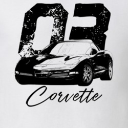 2003 Corvette Three Quarter View With Year And Model Light Color T Shi