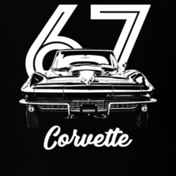 1967 Corvette Grill View With Year And Model Dark Color T Shirt