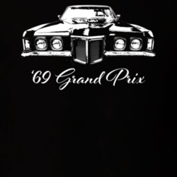 1969 Gran Prix Grill View With Model Year Dark Color T Shirt