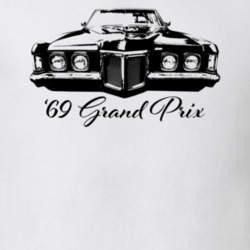 1969 Gran Prix Grill View With Model Year Light Color T Shirt