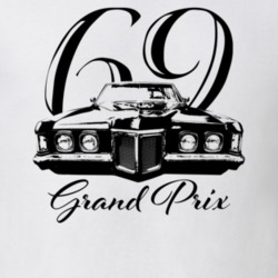 1969 Gran Prix Grill View With Year And Model Light Color T Shirt