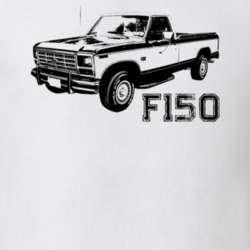 1982 F150 Three Quarter View With Model Light Color T Shirt