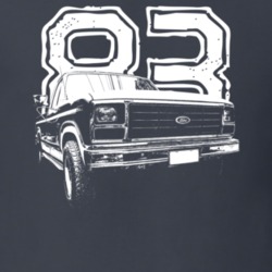 1983 F100 Three Quarter View With Model Dark Color T Shirt