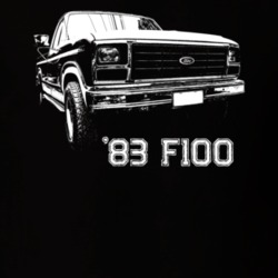 1983 F100 Three Quarter View With Model Year Dark Color T Shirt