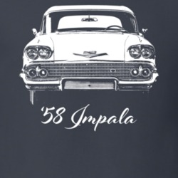 1958 Impala Grill View With Model Year Dark Color T Shirt