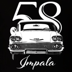 1958 Impala Grill View With Year And Model Dark Color T Shirt