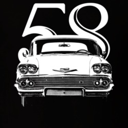1958 Impala Grill View With Year Dark Color T Shirt