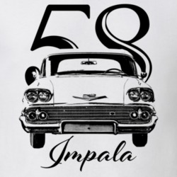 1958 Impala Grill View With Year And Model Light Color T Shirt