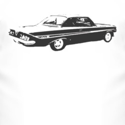 1961 CHEVY IMPALA SS Faded Look Side View Black Graphic Light T Shirt