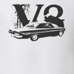 1961 CHEVY IMPALA SS Faded Look Side View Black Graphic With V8 Light 