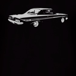 1961 CHEVY IMPALA SS Faded Look Side View White Graphic Dark T Shirt