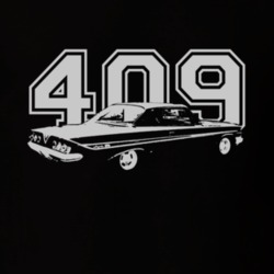1961 CHEVY IMPALA SS Faded Look Side View White Graphic With Engine Si