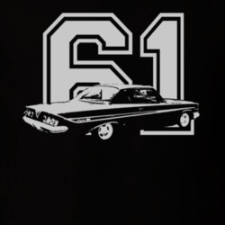 1961 CHEVY IMPALA SS Faded Look Side View White Graphic With Year Dark