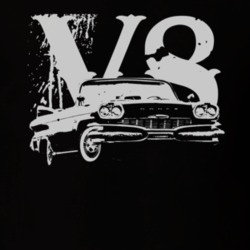 1961 DODGE POLARA Side View Faded Look White Graphic With V8 Dark T Sh