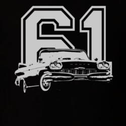 1961 DODGE POLARA Side View Faded Look White Graphic With Year Dark T 