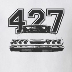 1963 CHEVY IMPALA SS Faded Look Rear View Black Graphic With Engine Si