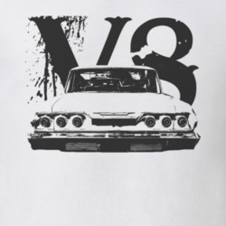 1963 CHEVY IMPALA SS Faded Look Rear View Black Graphic With V8 Light 
