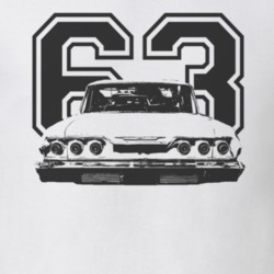 1963 CHEVY IMPALA SS Faded Look Rear View Black Graphic With Year Ligh