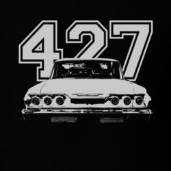 1963 CHEVY IMPALA SS Faded Look Rear View White Graphic With Engine Si