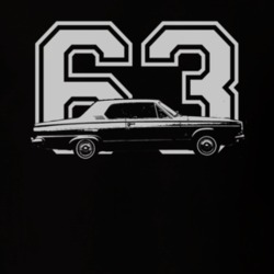 1963 DODGE DART 426 HEMI Faded Look Side View White Graphic With Year 