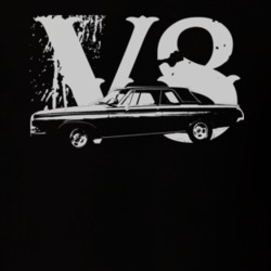 1963 DODGE POLARA Faded Look White Graphic Side View With V8 Dark T Sh