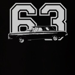 1963 DODGE POLARA Faded Look White Graphic Side View With Year Dark T 
