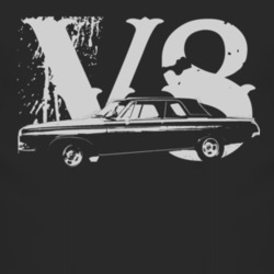 1963 DODGE POLARA Faded Look White Graphic Side View With V8 Dark T Sh