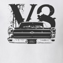 1967  FAIRLANE Faded Look Grill View Black Grapic With V8 Light T Shir