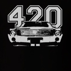 1968 AMC AMX Faded Look Grill View White Graphic With Engine Size Dark