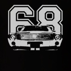 1968 AMC AMX Faded Look Grill View White Graphic With Year Dark T Shir