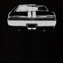 1968 AMC AMX Faded Look Rear View White Graphic Dark T Shirt