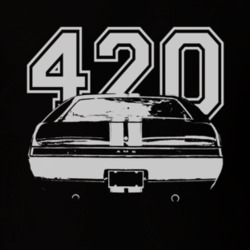 1968 AMC AMX Faded Look Rear View White Graphic With Engine Size Dark 