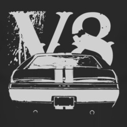 1968 AMC AMX Faded Look Rear View White Graphic With V8 Dark T Shirt