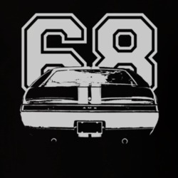 1968 AMC AMX Faded Look Rear View White Graphic With Year Dark T Shirt