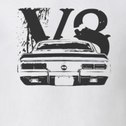 1968 CHEVY CAMARO SS Faded Look Rear View Black Graphic With V8 Light 
