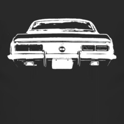 1968 CHEVY CAMARO SS Faded Look Rear View White Graphic Dark T Shirt