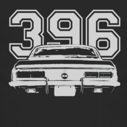 1968 CHEVY CAMARO SS Faded Look Rear View White Graphic With Engine Si