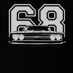 1968  TORINO GT Faded Look Grill View White Graphic With Year Dark T S