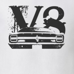1968  TORINO GT Faded Look Rear View Black Graphic With V8 Light T Shi